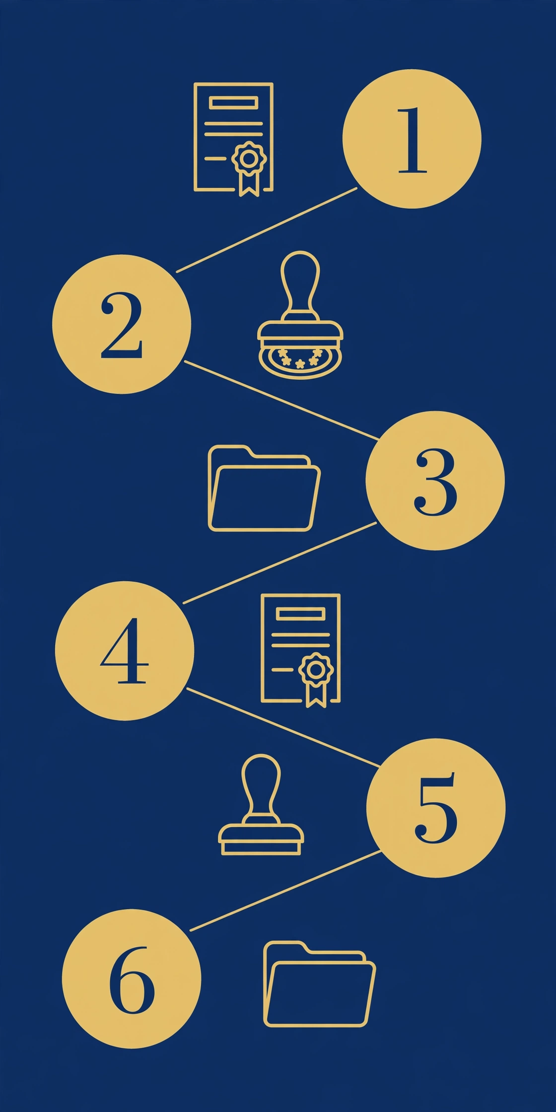 Numbered license checklist steps on navy infographic template