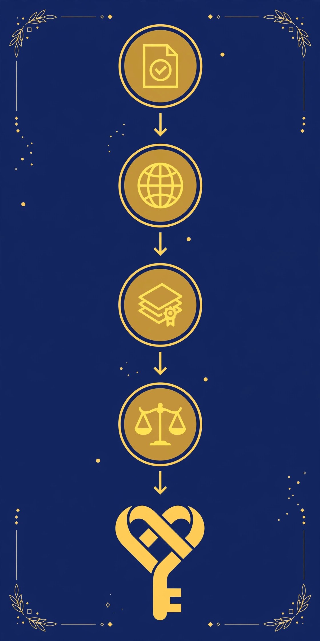 Infographic process flow with golden step icons and arrows