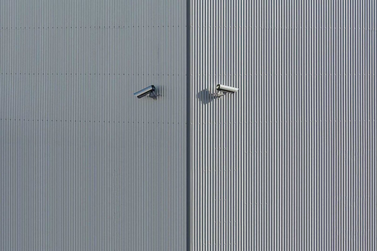Security camera at the corner of a building