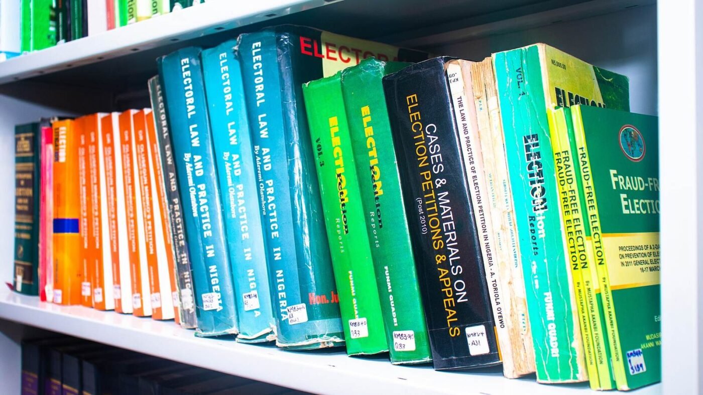Law bookshelf — legal research, reference materials