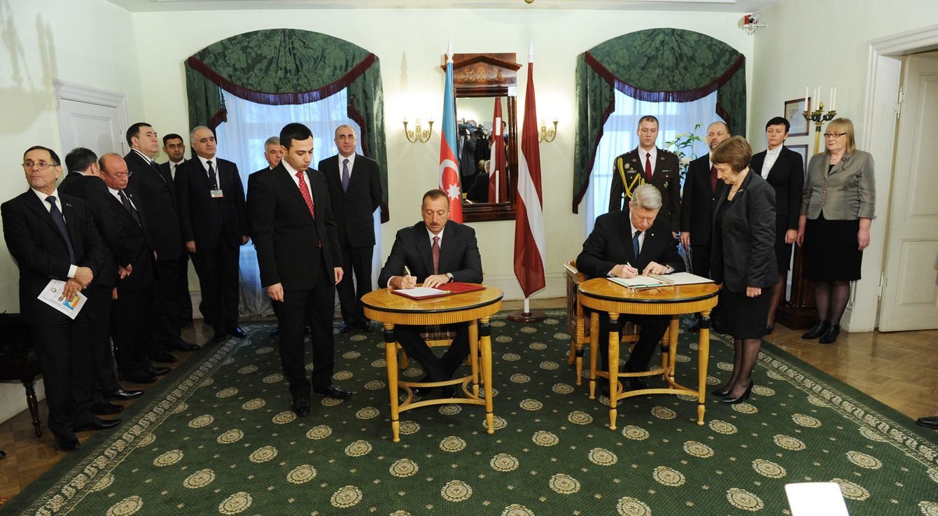 Azerbaijan–Latvia signing ceremony — international cooperation
