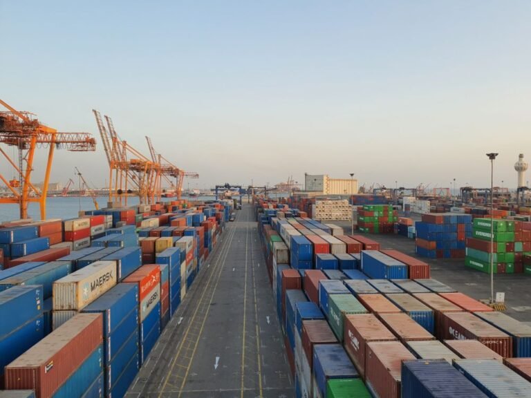 Container hàng tại cảng — xuất nhập khẩu tại chỗ