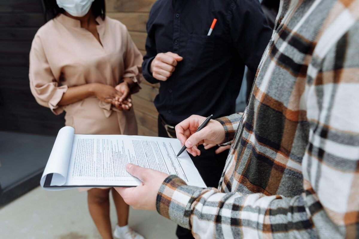 A person signing a document