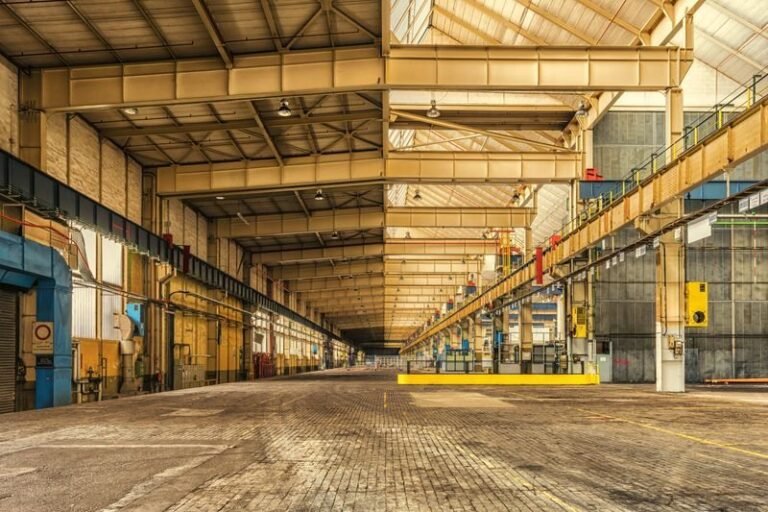 Factory hall inside an industrial park