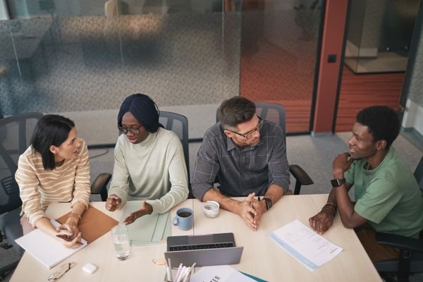 Business brainstorming meeting in an office