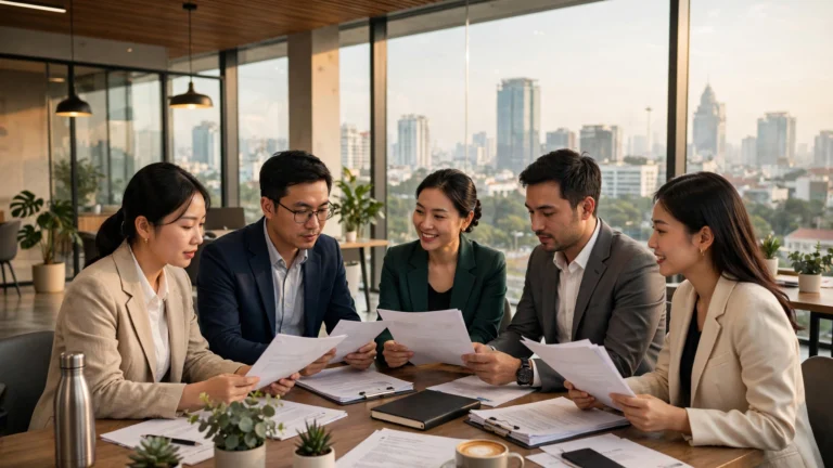 Thời hạn giấy phép lao động cho người nước ngoài tại Việt Nam — nhóm chuyên gia họp trong văn phòng hiện đại