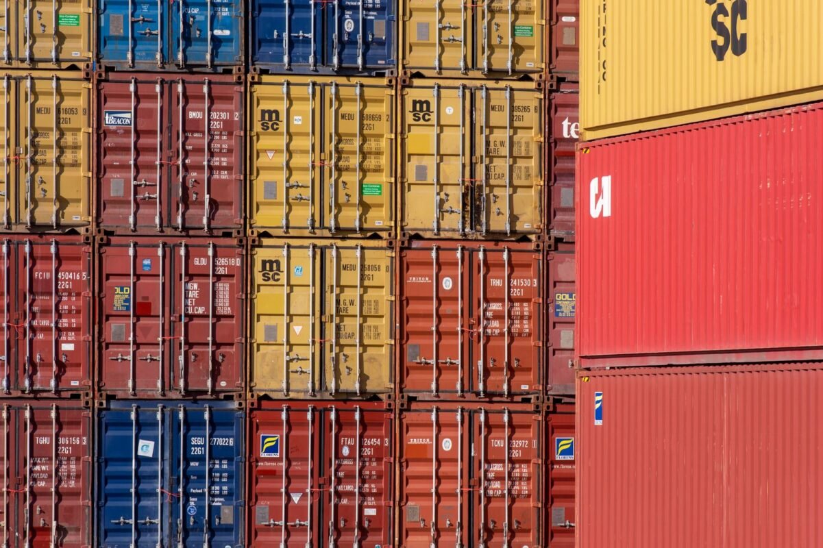 Stacked shipping containers at the yard — undeclared goods found at border gates