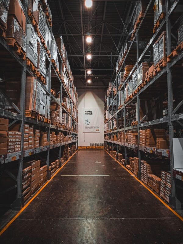 Warehouse aisle with high storage shelves — when goods are confiscated for customs violations