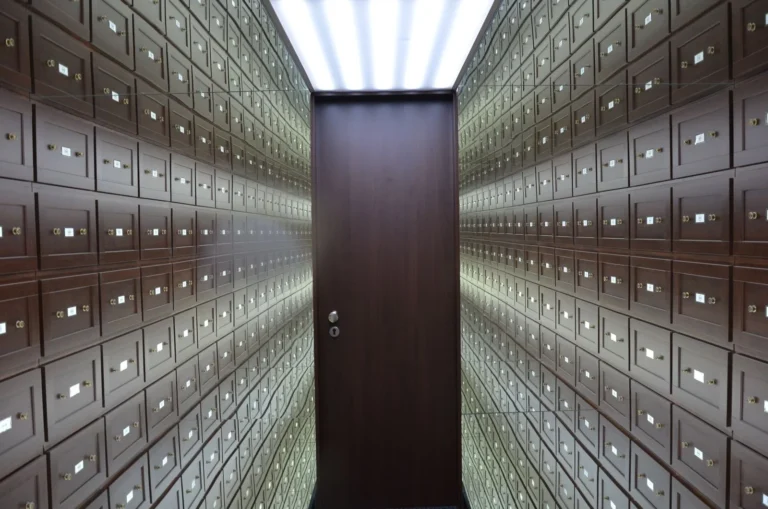Bank establishment licensing — metallic lockboxes in a bank vault