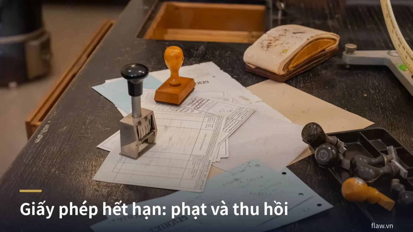 Con dấu cao su và giấy tờ trên bàn