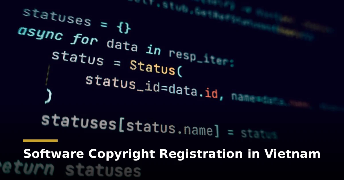 Dark-theme source code on screen — software copyright registration