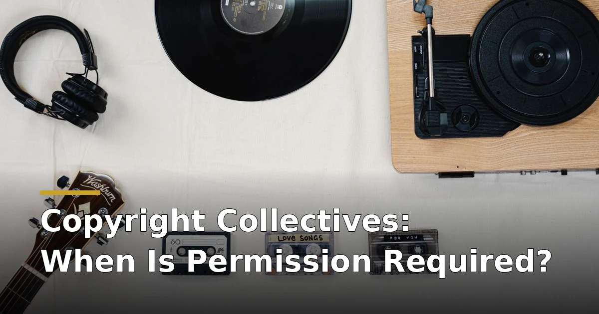 Vinyl record, headphones and guitar flat lay — copyright collective management