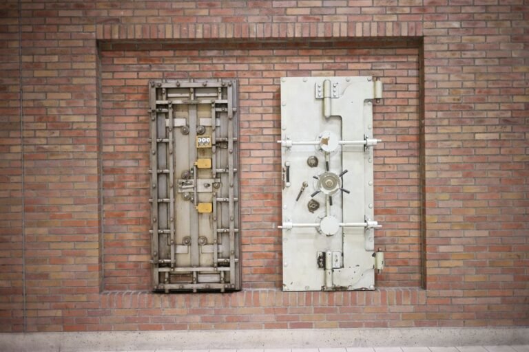 Heavy steel bank vault doors