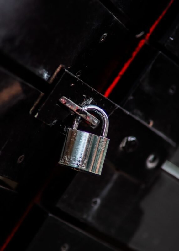 FLAW P0984 zh - Metal padlock on door latch