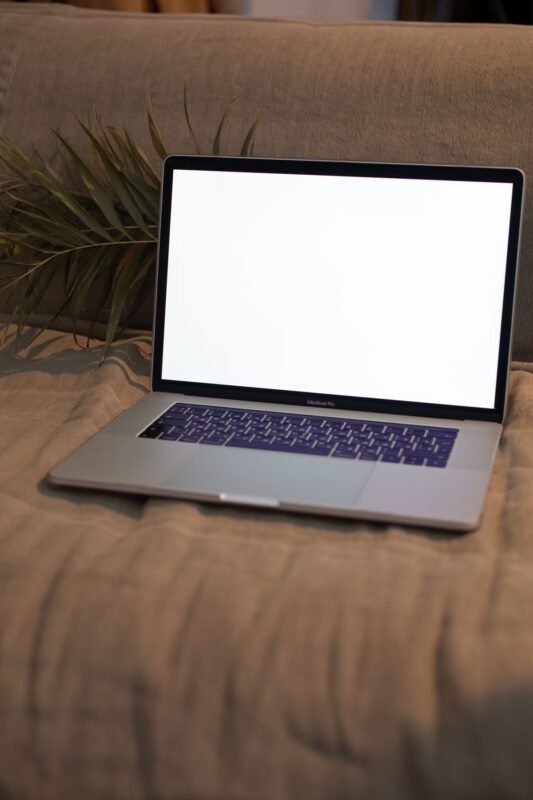 Website design on a laptop illustrating an article on copying website and app interfaces and copyright