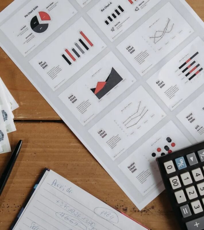 Business charts and calculator on a desk — illustrating an article on valuing intellectual property for capital contributions