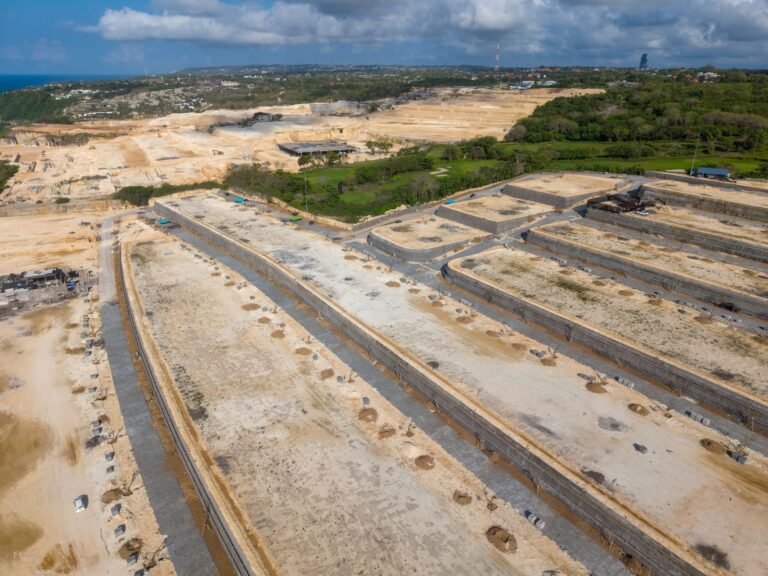 Aerial view of a construction site in Bali, Indonesia