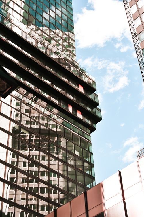 Modern high tower with mirrored facade