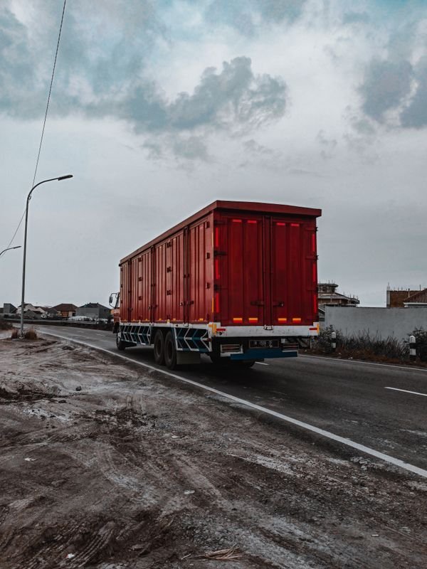 Cargo truck on the road (illustrative)
