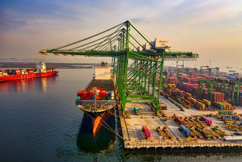 Container port cranes at Lach Huyen port in Hai Phong