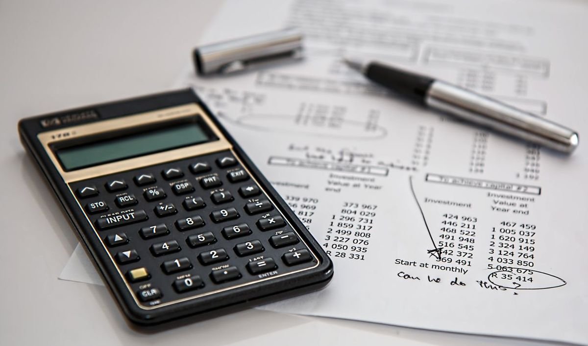 Calculator with financial documents