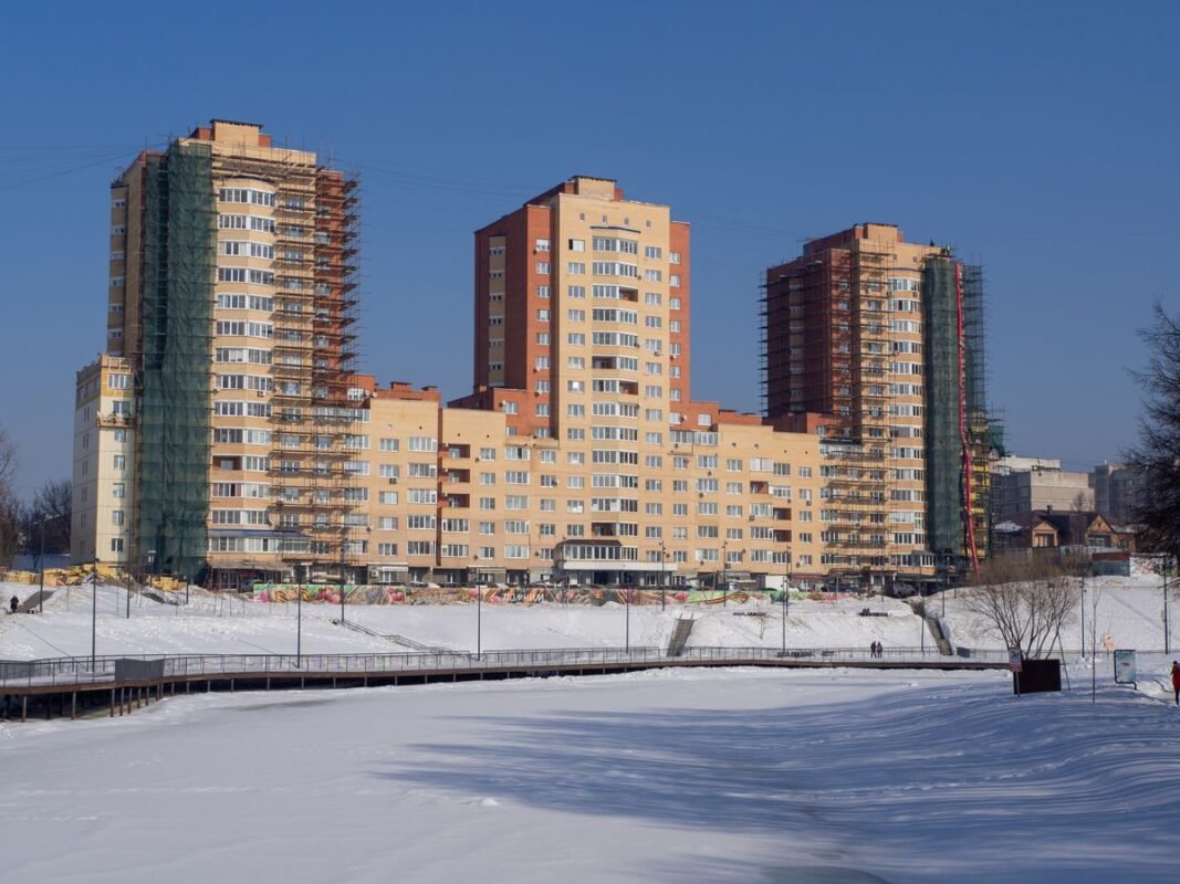 View of Apartment Blocks in City in Winter