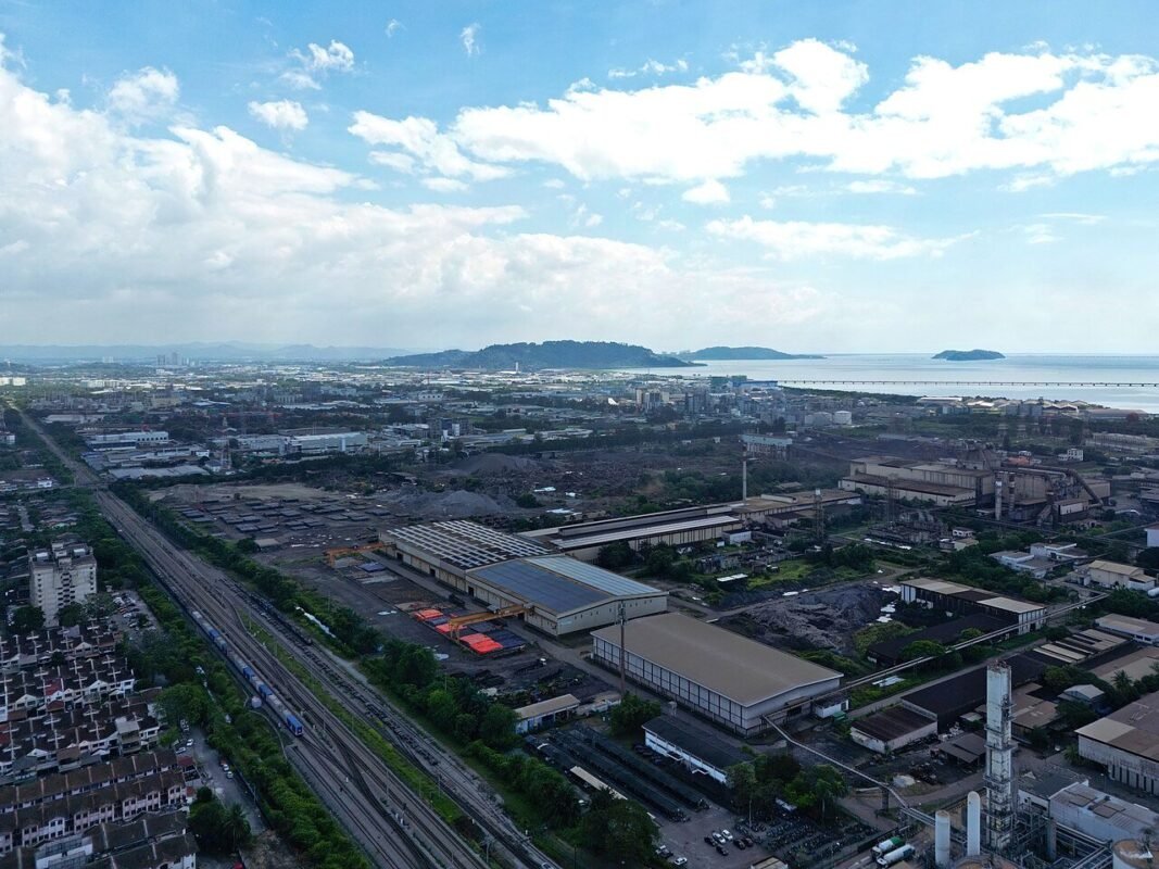 Aerial view of a large industrial zone