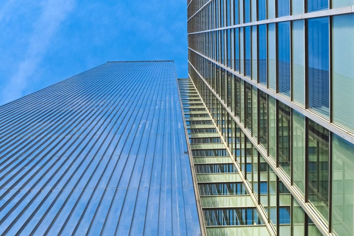 Glass facade of an office tower